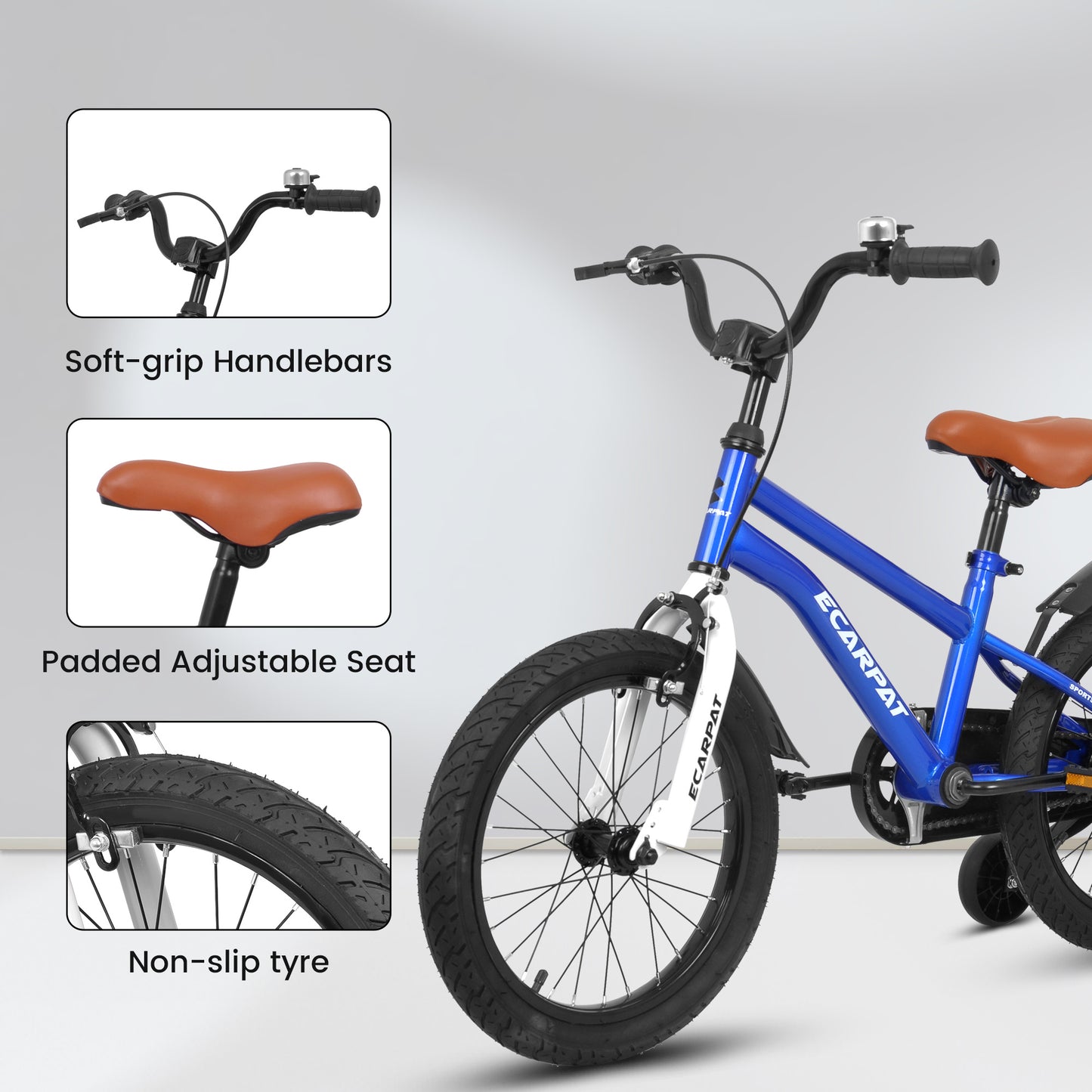 A16114 Kids Bike 16 inch for Boys & Girls with Training Wheels, Freestyle Kids' Bicycle with fender.