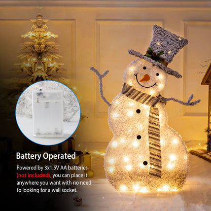 LED Christmas Snowman Decoration Light Collapsible Battery Operated