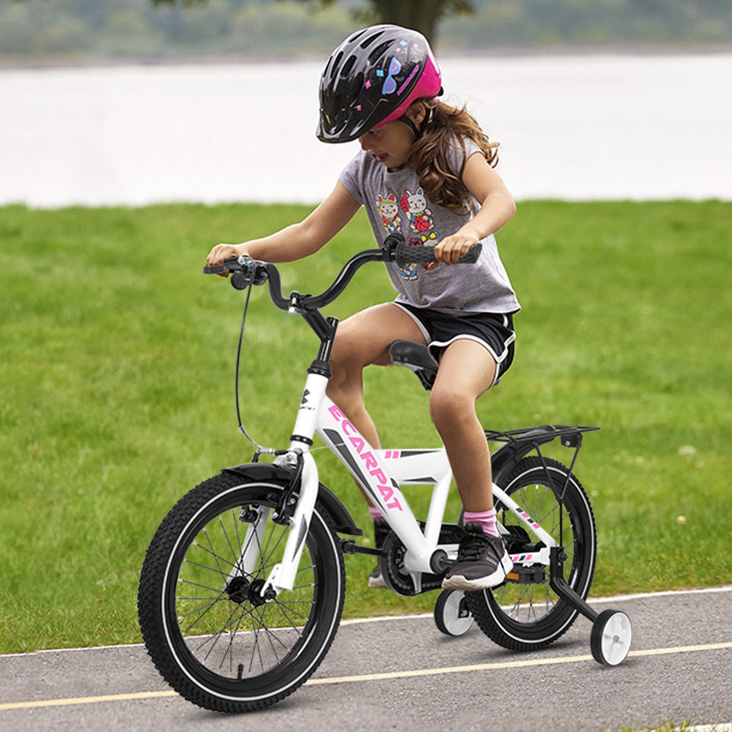 A16115 Kids Bike 16 inch for Boys & Girls with Training Wheels, Freestyle Kids' Bicycle with fender and carrier.