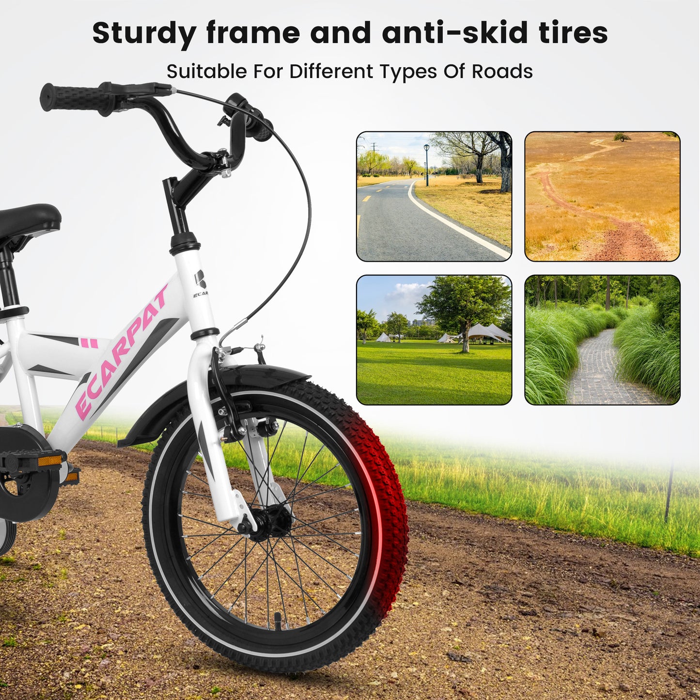 A16115 Kids Bike 16 inch for Boys & Girls with Training Wheels, Freestyle Kids' Bicycle with fender and carrier.