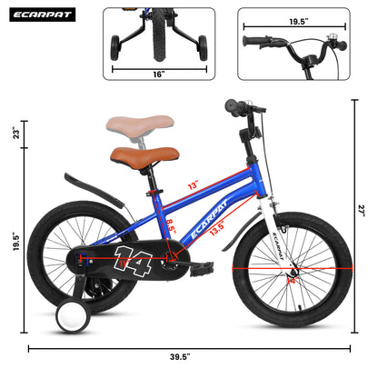 A14114 Kids Bike 14 inch for Boys & Girls with Training Wheels, Freestyle Kids' Bicycle with fender.