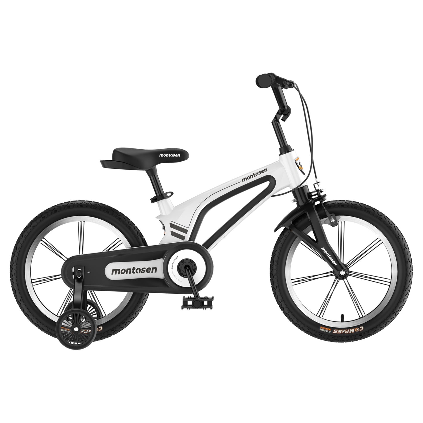 M-F800-16 inch Kids Bike for Girls and Boys, Magnesium Alloy Frame with Auxiliary Wheel, Kids Single Speed Cruiser Bike.