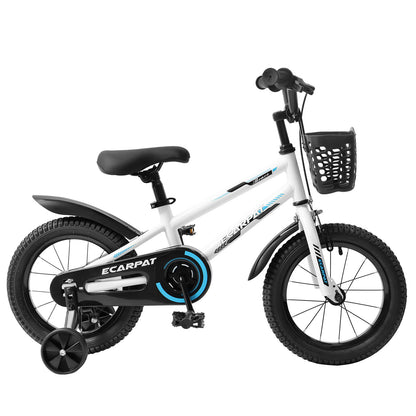 C16111A-Kids Bike 14 inch for Boys & Girls with Training Wheels, Freestyle Kids' Bicycle with Bell,Basket and fender.