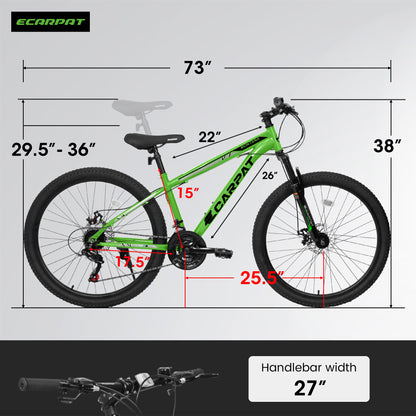 A2610 26 inch Mountain Bike 21 Speeds, Suspension Fork, Steel Frame Disc-Brake for Men Women Bicycle Adlut Bike