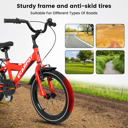 A16115 Kids Bike 16 inch for Boys & Girls with Training Wheels, Freestyle Kids' Bicycle with fender and carrier.