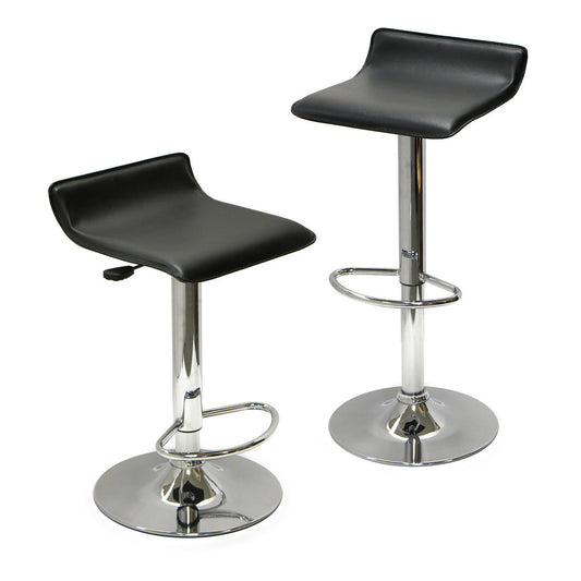 Spectrum Set of 2; Adjustable Air Lift Stool; Black Faux Leather; RTA