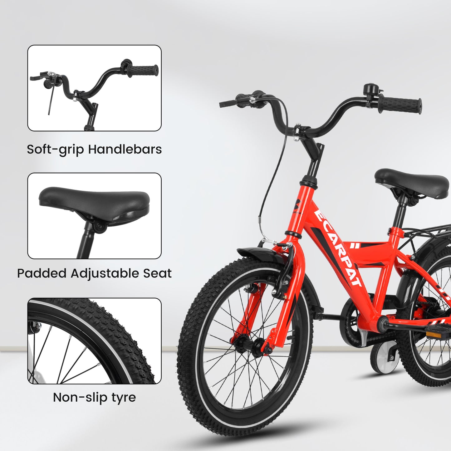 A16115 Kids Bike 16 inch for Boys & Girls with Training Wheels, Freestyle Kids' Bicycle with fender and carrier.