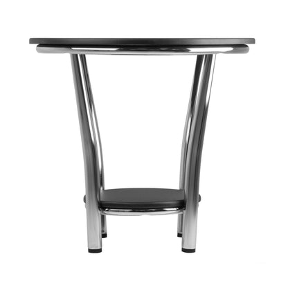 Maya Round End Table; Black Top; Metal Legs