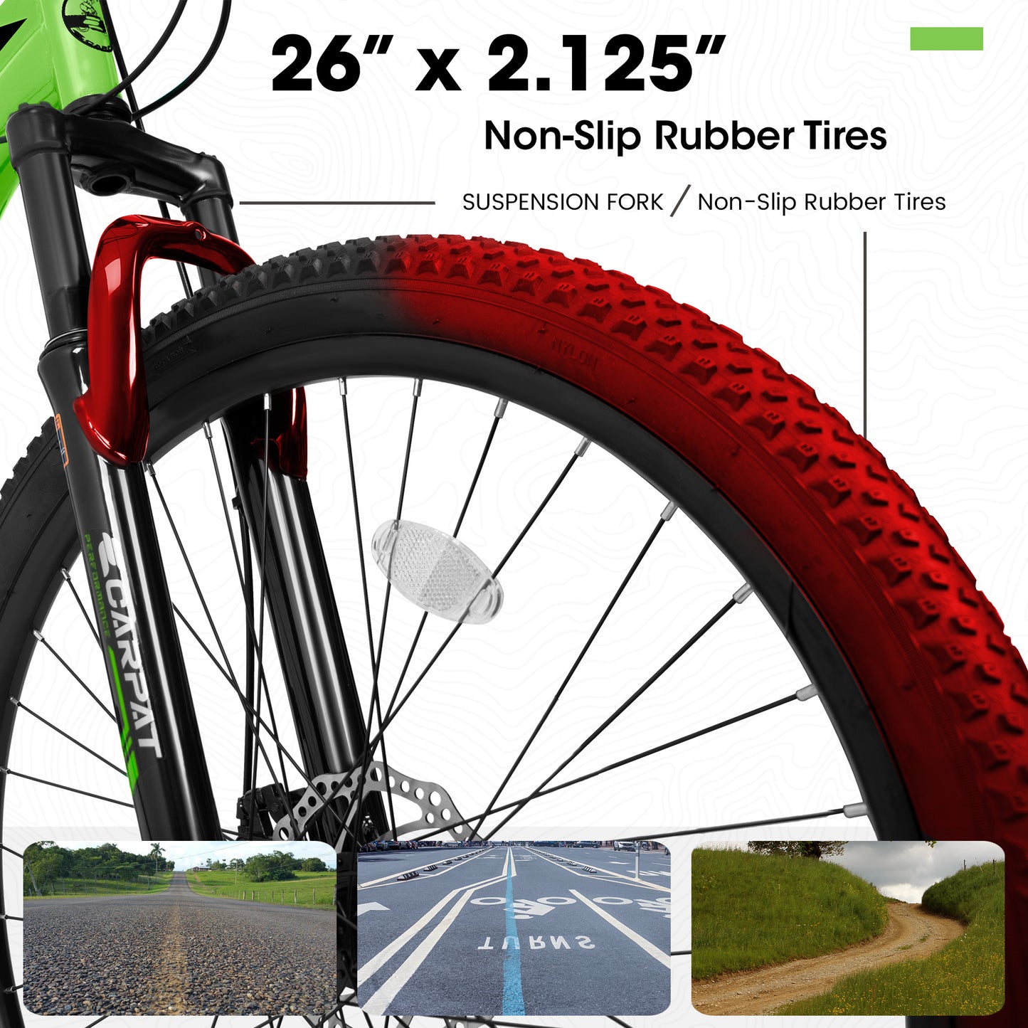 A2610 26 inch Mountain Bike 21 Speeds, Suspension Fork, Steel Frame Disc-Brake for Men Women Bicycle Adlut Bike