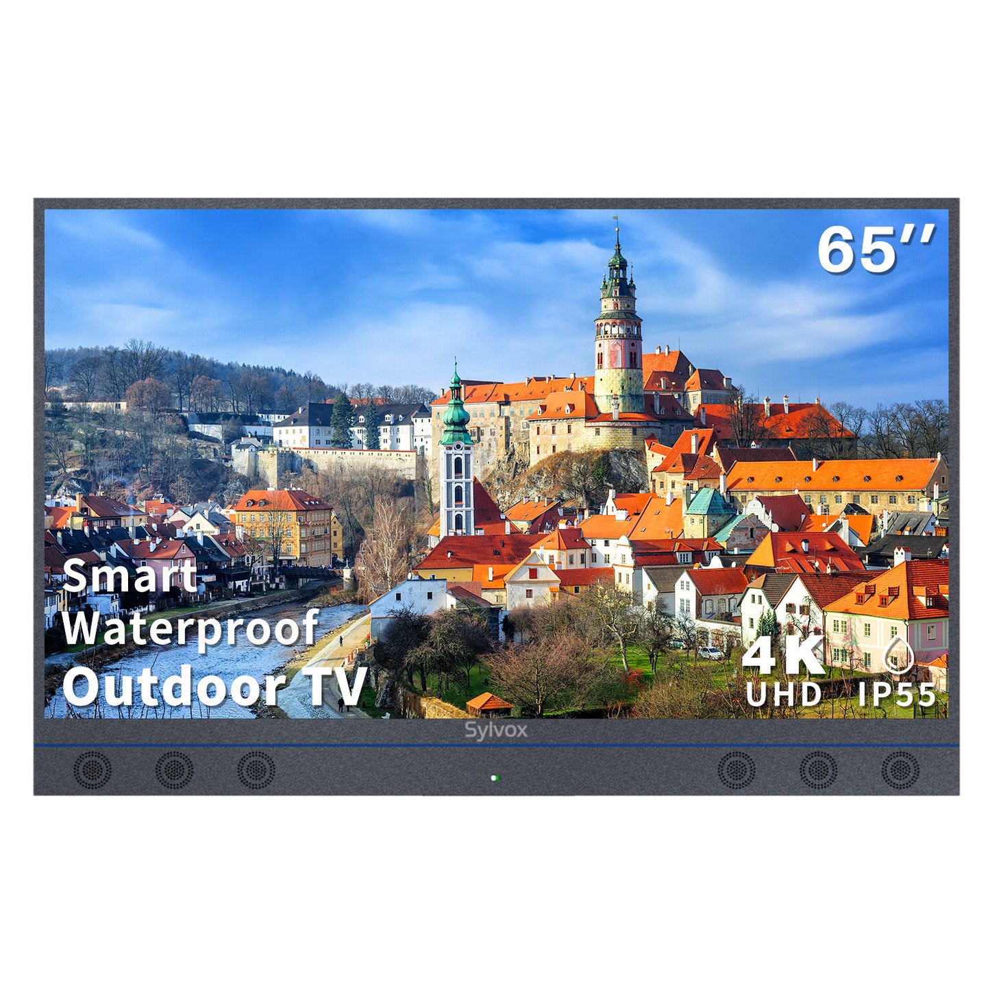 SYLVOX 65inch Outdoor TV, All-in-one Android Smart TV With Audio System, 4K UHD1000 Nits Partial Sun Outdoor Television, IP55Waterproof (Garden Series)