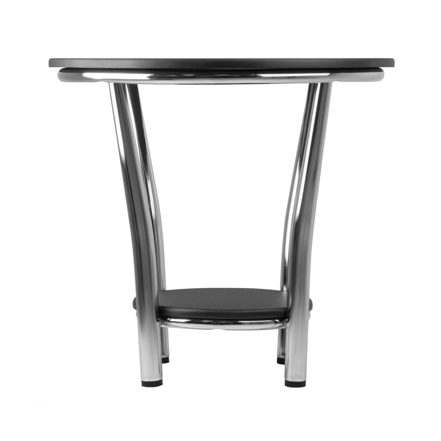 Maya Round End Table; Black Top; Metal Legs