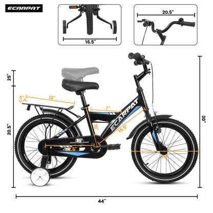 A16115 Kids Bike 16 inch for Boys & Girls with Training Wheels, Freestyle Kids' Bicycle with fender and carrier.