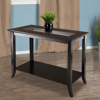 Genoa Rectangular Console Table with Glass and shelf