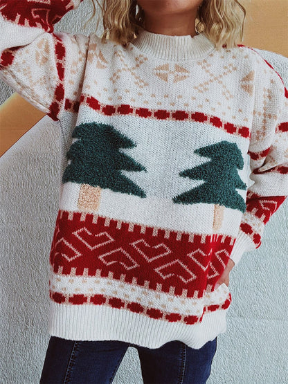 Christmas Tree Mock Neck Long Sleeve Sweater