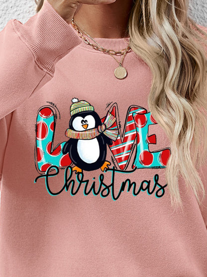 LIVE CHRISTMAS Drop Shoulder Round Neck Sweatshirt