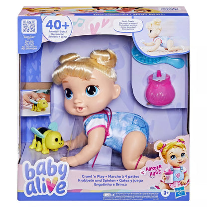 Baby Alive Crawl N Play Baby Doll Harper: Interactive Toy for Kids, Blonde Hair, Blue Eyes, Ages 3+